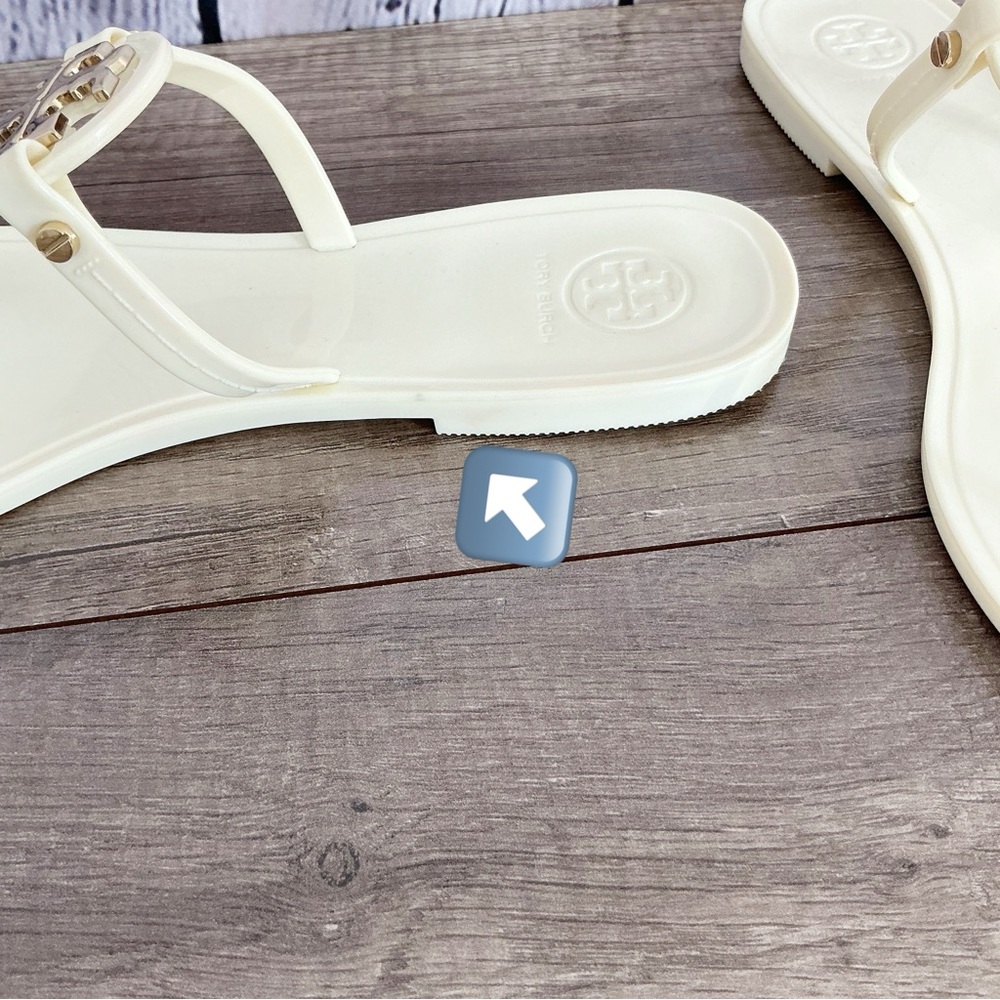 Tory Burch Mini Miller Jelly Flat Thong Ivory Size 8M - Picture 8 of 14